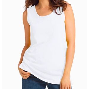 Woman Within White Scoop Neck Tank